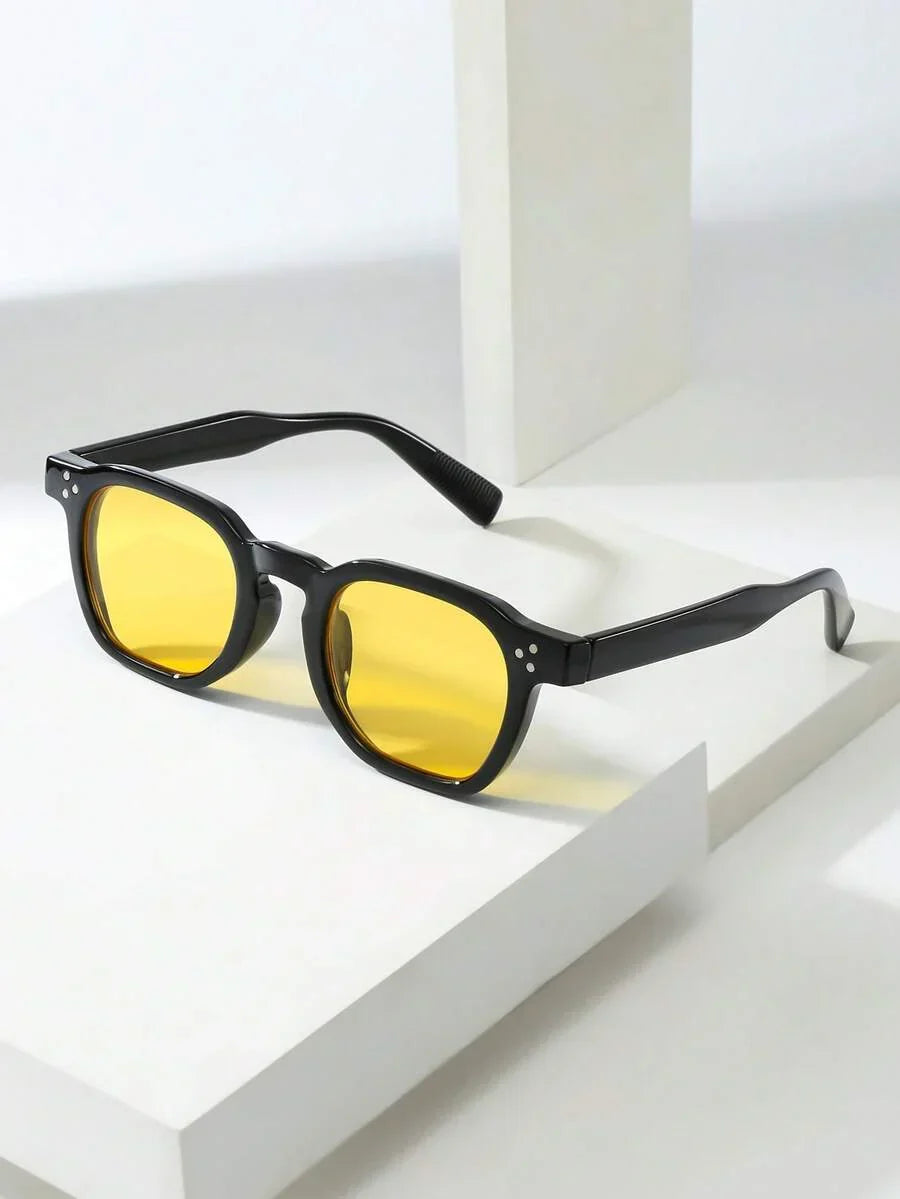 Lunettes de soleil homme à monture octogonale, variante Écaille/Jaune