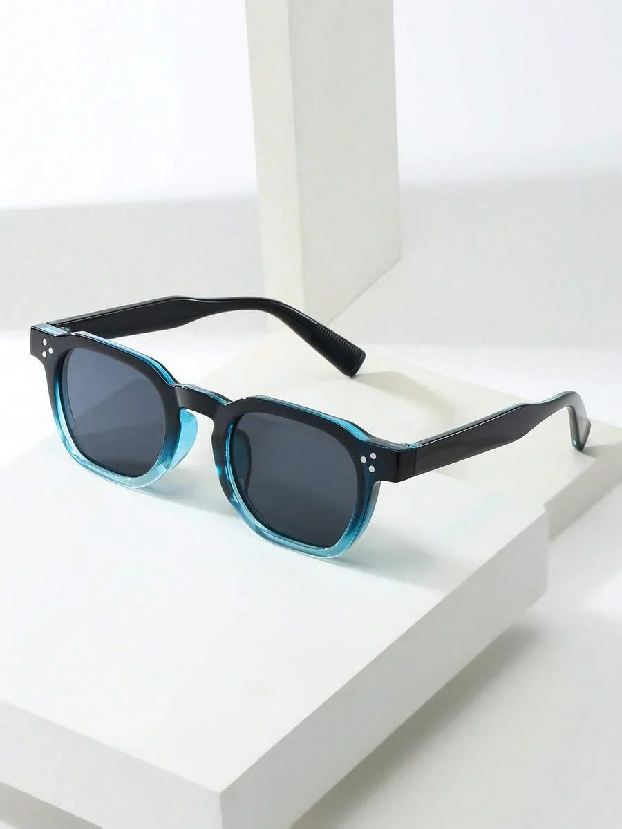 Lunettes de soleil homme à monture octogonale, coloris Bleu/Gris