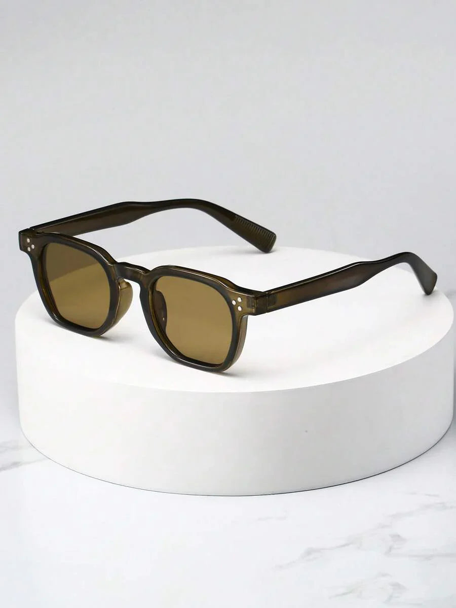 Lunettes de soleil homme à monture ronde, coloris Vert/Jaune