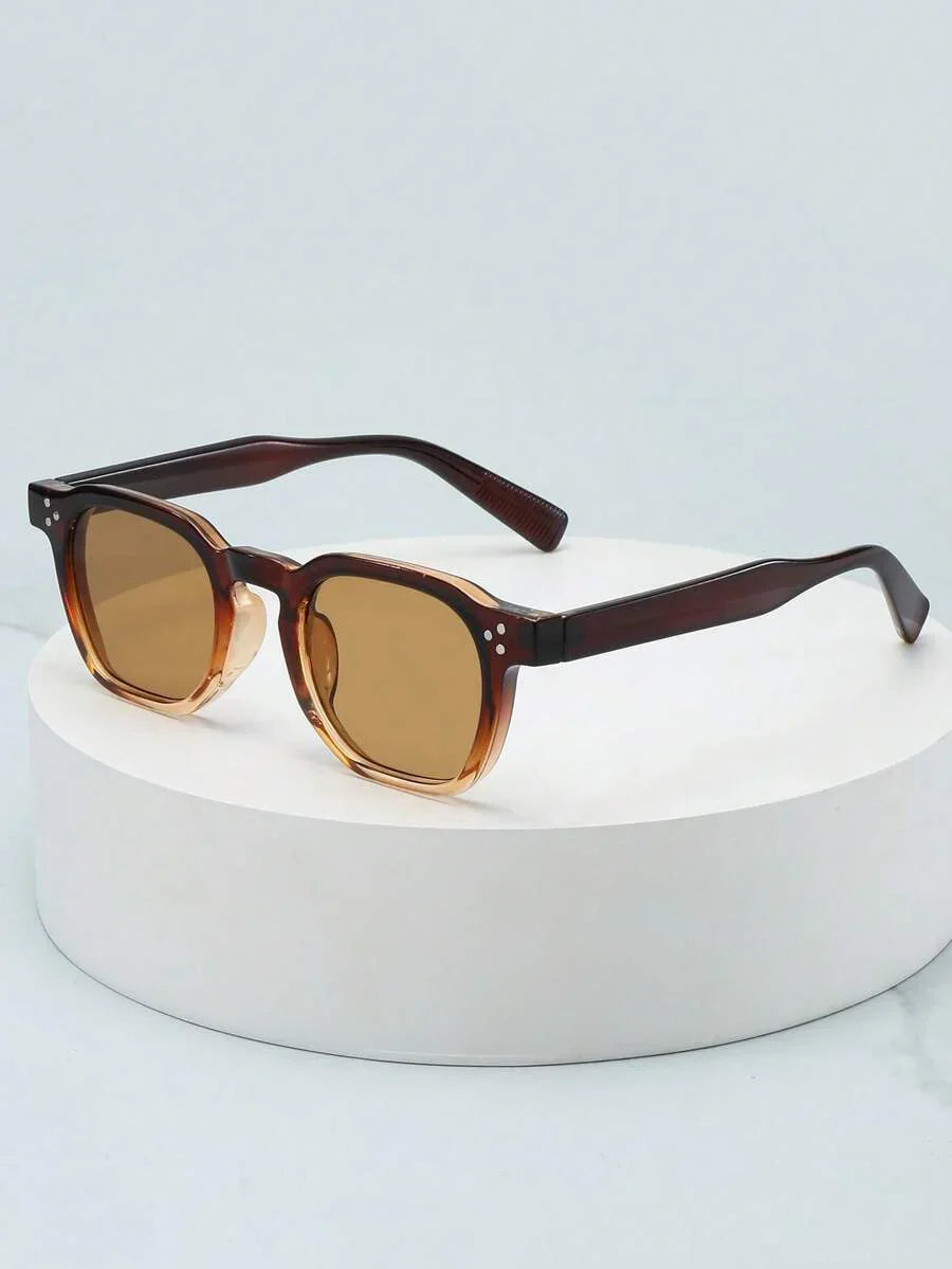 Lunettes de soleil homme à monture ronde, coloris Marron