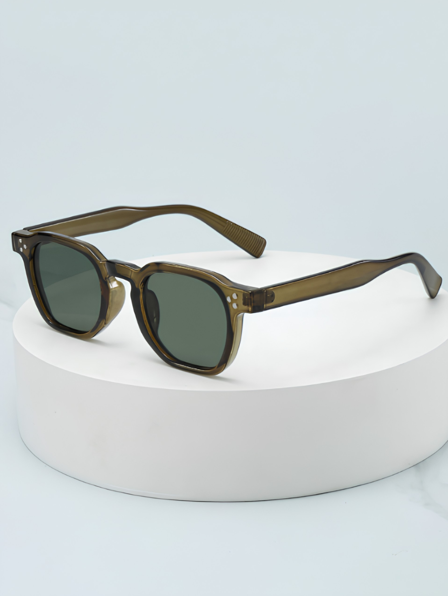 Lunettes de soleil homme à monture ronde, coloris Vert