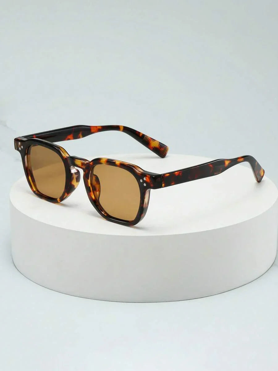 Lunettes de soleil homme à monture ronde, variante Tortue/Marron
