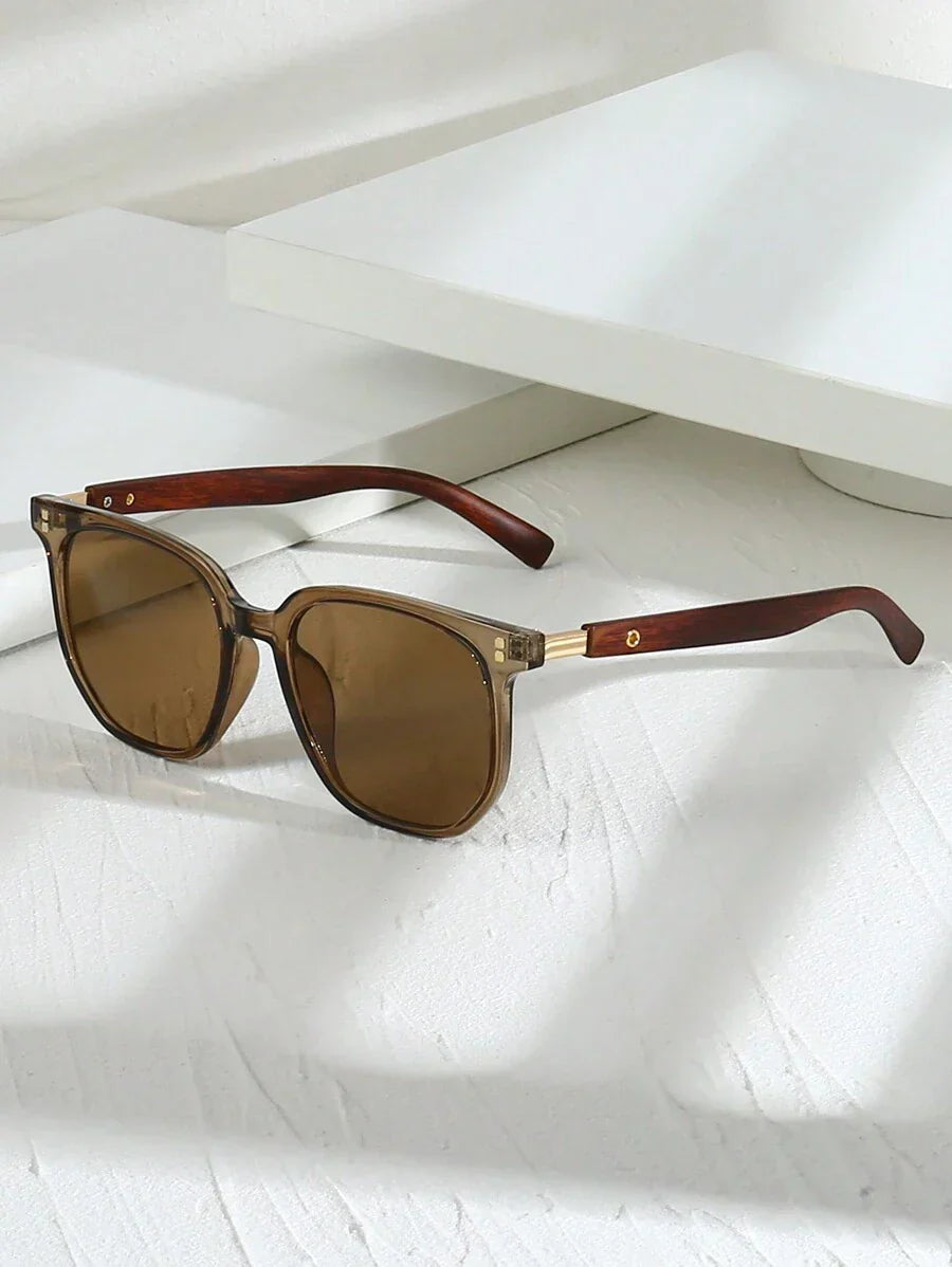 Lunettes de soleil homme carrées vintage, coloris Marron café
