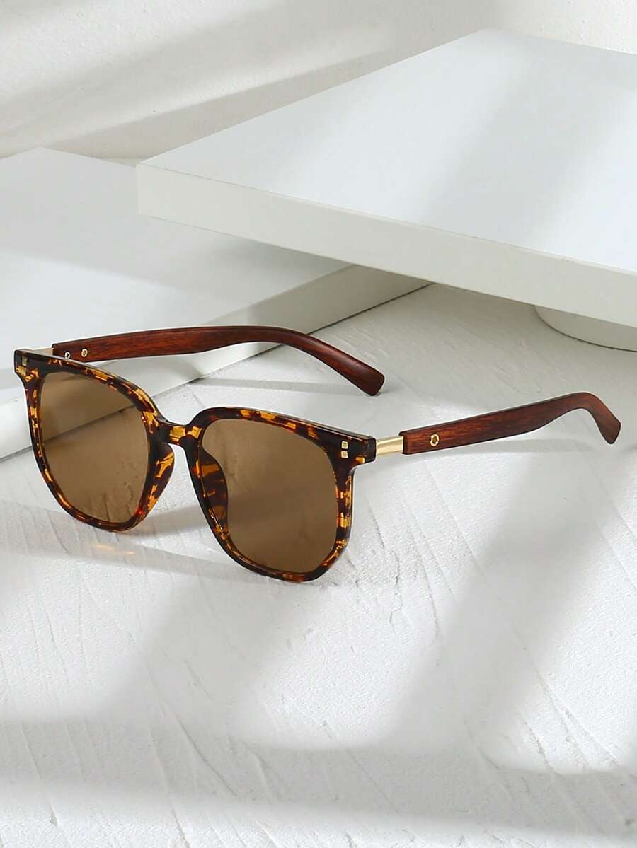 Lunettes de soleil homme carrées vintage, coloris Marron