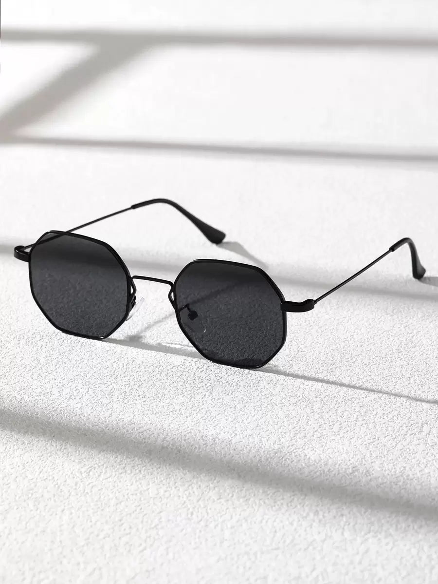 Lunettes de soleil homme octogonales, coloris Noir