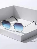 Lunettes de soleil homme octogonales, coloris Bleu violet