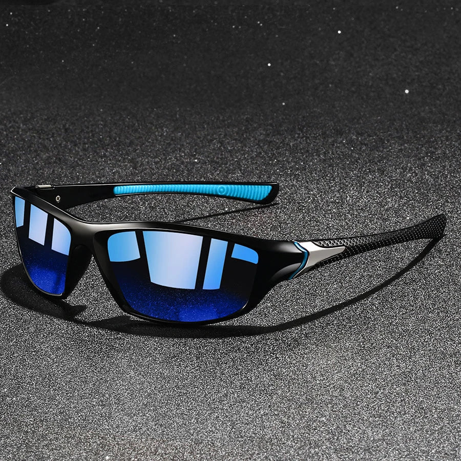 Lunettes de soleil homme rectangulaires, coloris Bleu