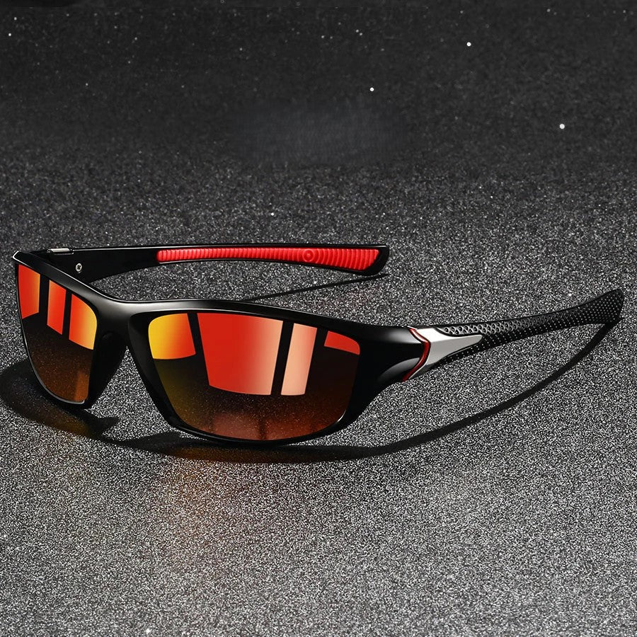 Lunettes de soleil homme rectangulaires, coloris Rouge
