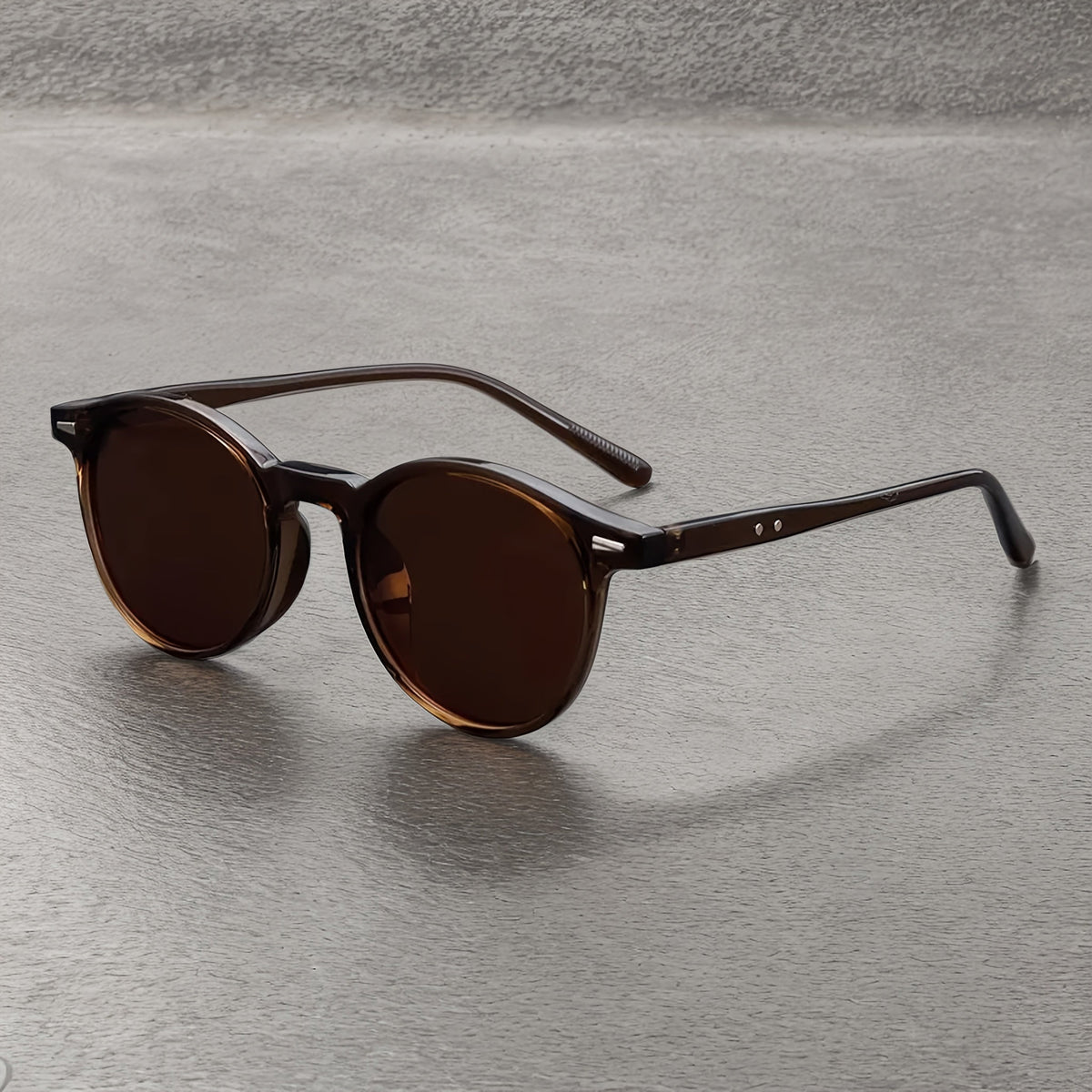 Lunettes de soleil homme rondes vintage, coloris Marron