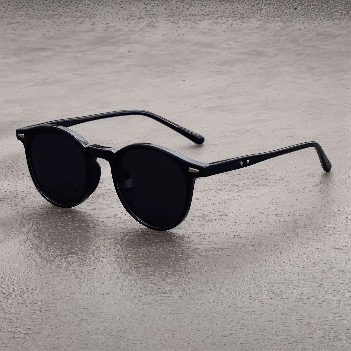 Lunettes de soleil homme rondes vintage, coloris Noir