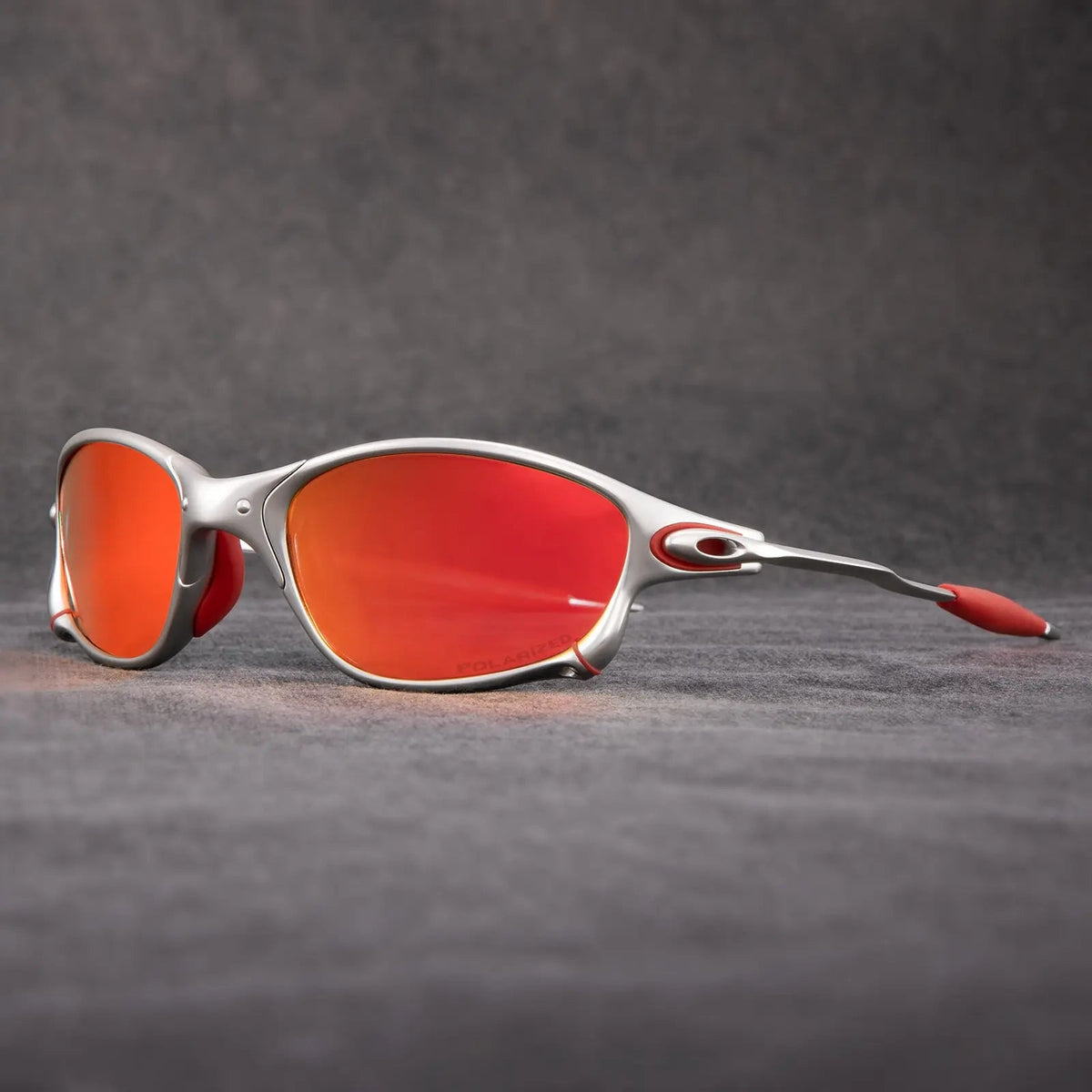 Lunettes de soleil homme sport, coloris Orange & Argent