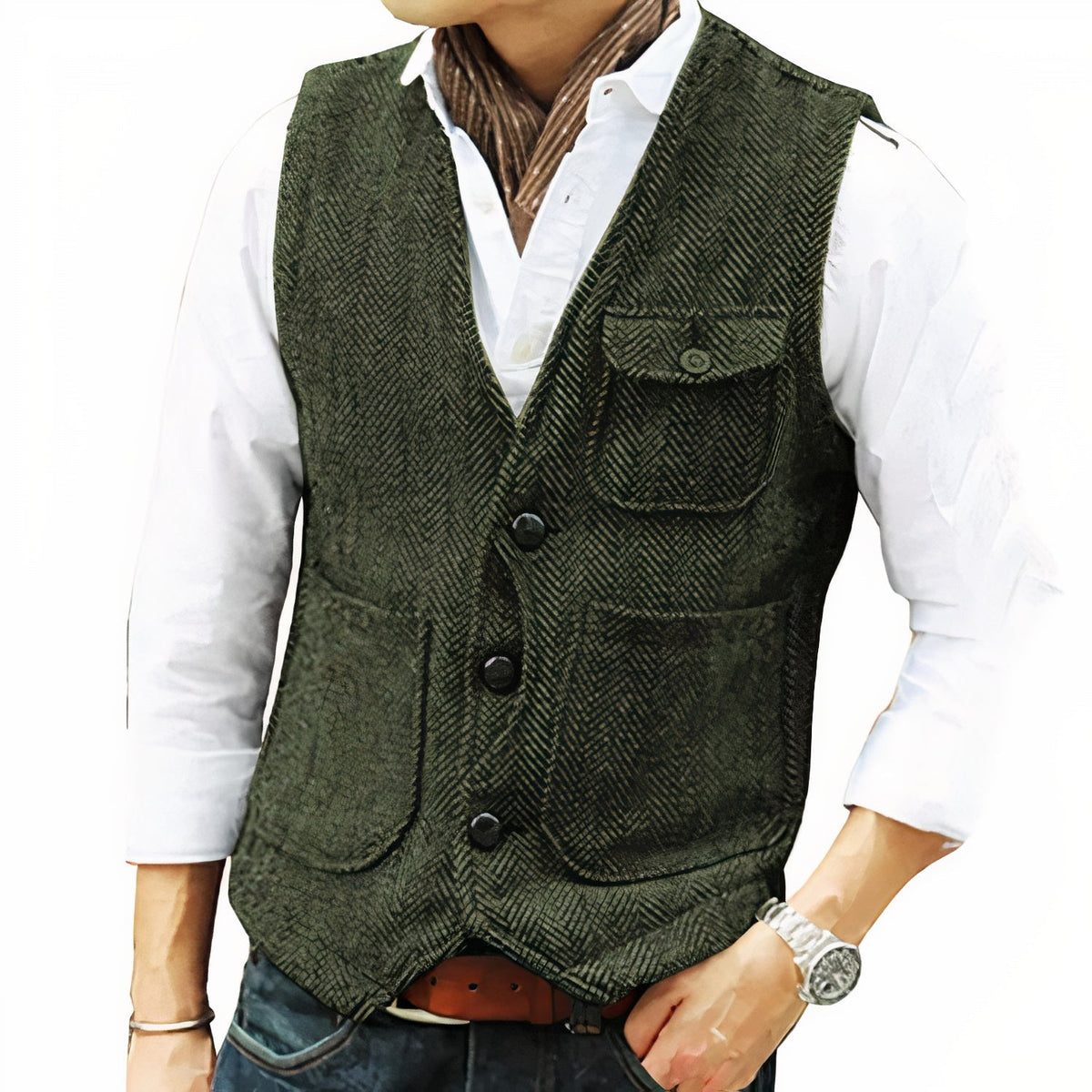 Gilet Homme à Coupe, coloris Vert armée