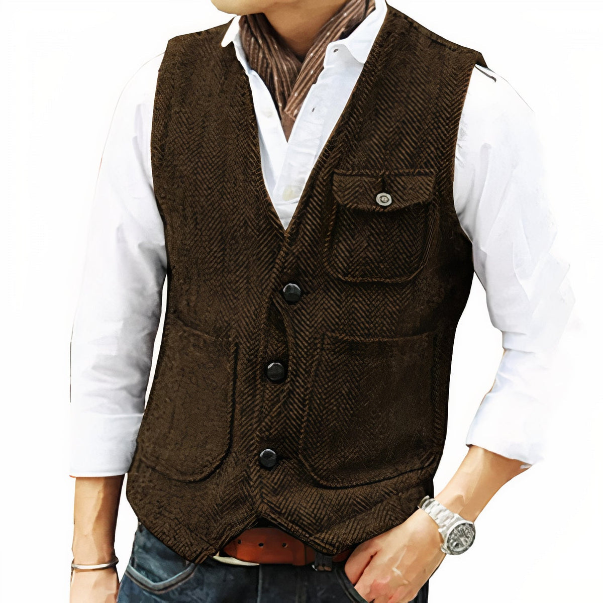 Gilet Homme à Coupe, coloris Café