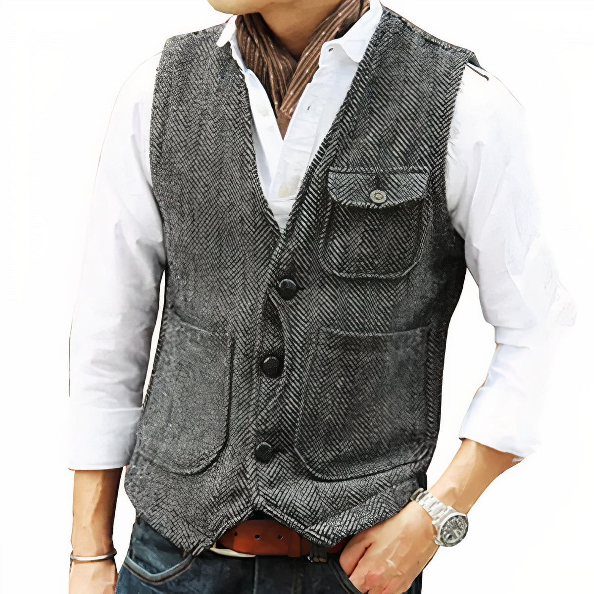 Gilet Homme à Coupe, coloris Gris foncé