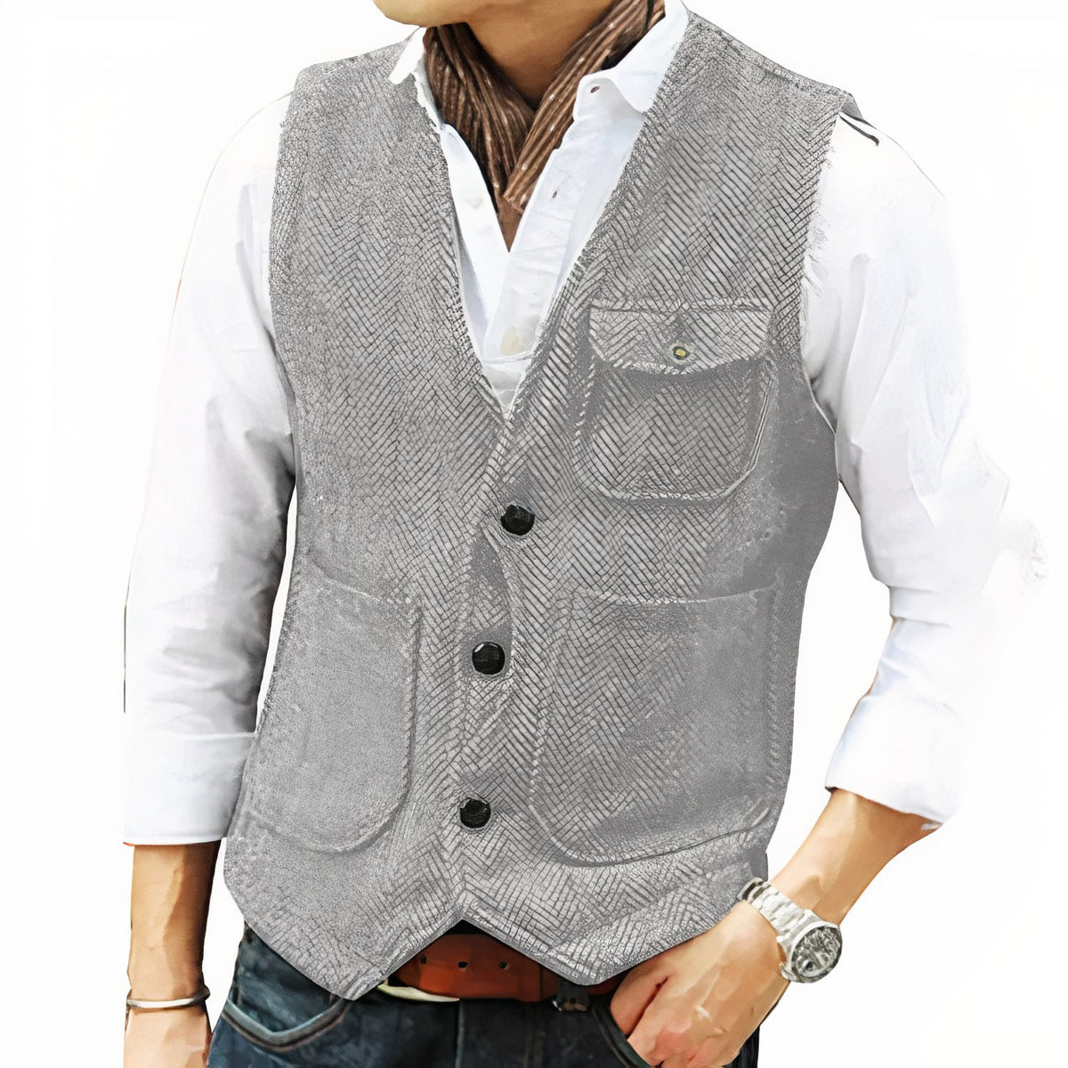 Gilet Homme à Coupe, coloris Argent