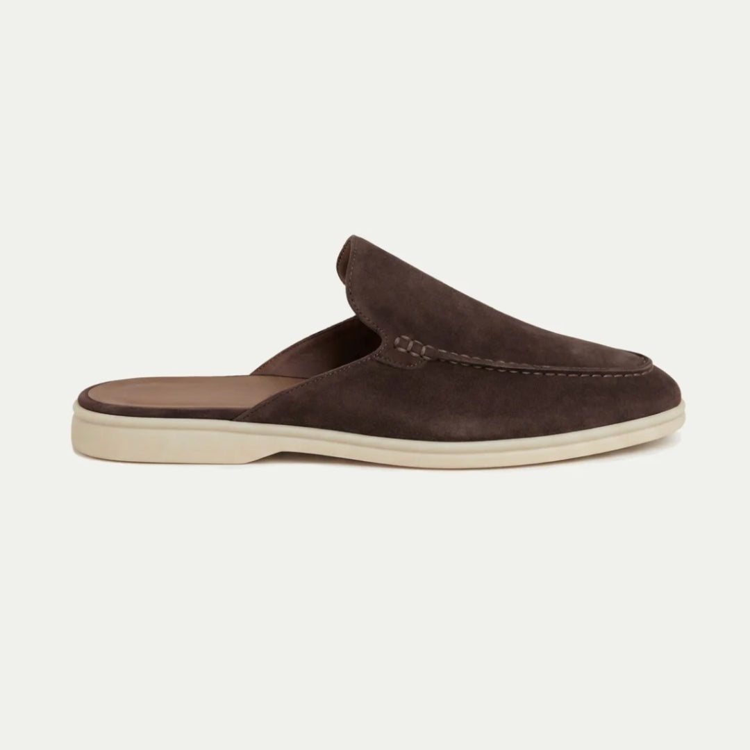 Mules homme à enfiler, coloris Marron foncé