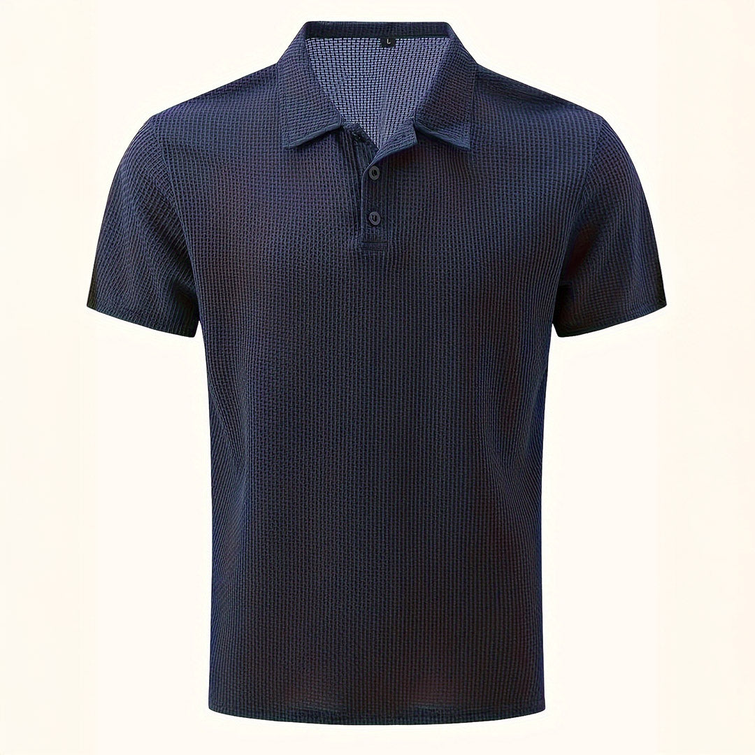 Polo en maille à manches courtes, coloris Bleu marine