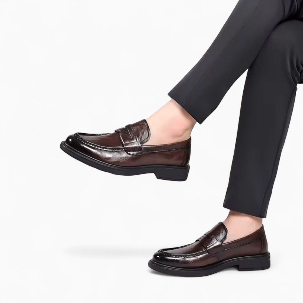 Mocassins Pour Homme En Cuir De Couleur Marron, vue 2