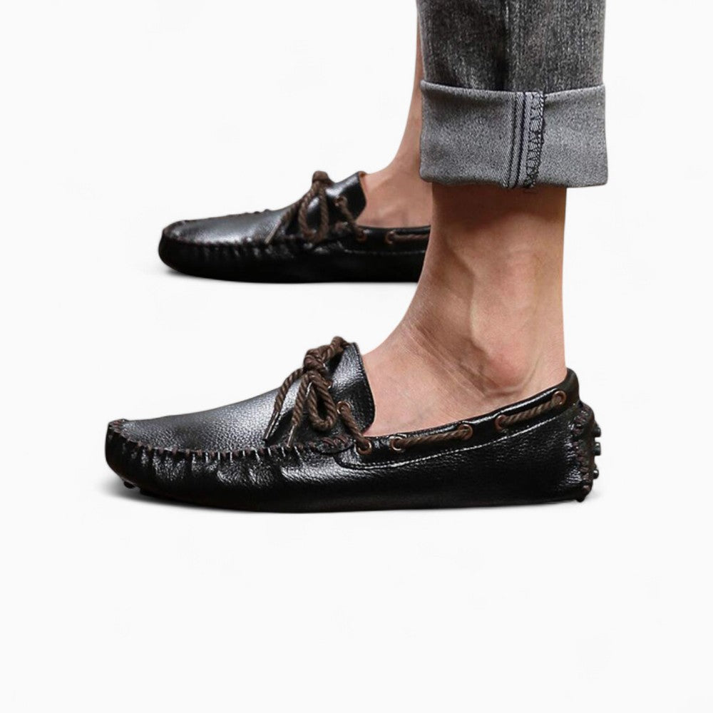 Mocassins Noirs Classiques En Cuir Synthétique Pour Homme, vue 3