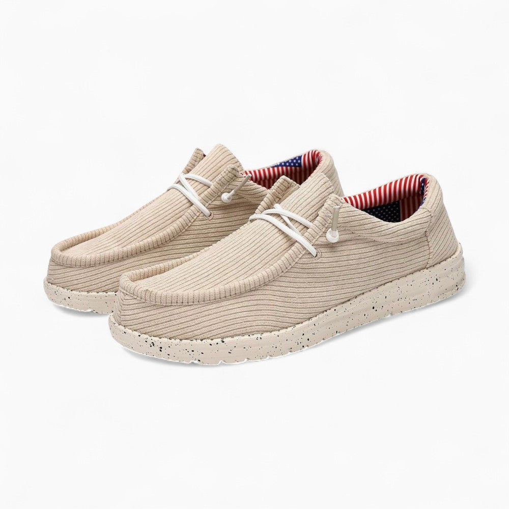 Mocassins à lacets à surface côtelée, coloris Beige, vue 2