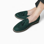 Mocassins verts à glands en faux daim pour hommes, coloris Vert Foncé, vue 2