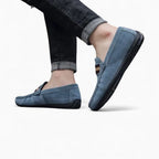 Mocassins En Daim Synthétique Avec Un Design Original Pour Hommes, coloris Bleu Marine, vue 2