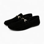 Mocassins En Daim Avec Une Chaîne Décorative Pour Hommes, coloris Noir, vue 2