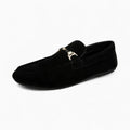 Mocassins En Daim Avec Une Chaîne Décorative Pour Hommes, coloris Noir, vue principale