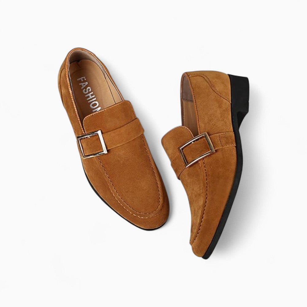 Mocassins En Daim À Talon Carré Pour Hommes, coloris Marron, vue 2