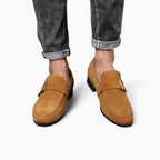 Mocassins En Daim À Talon Carré Pour Hommes, coloris Marron, vue 3