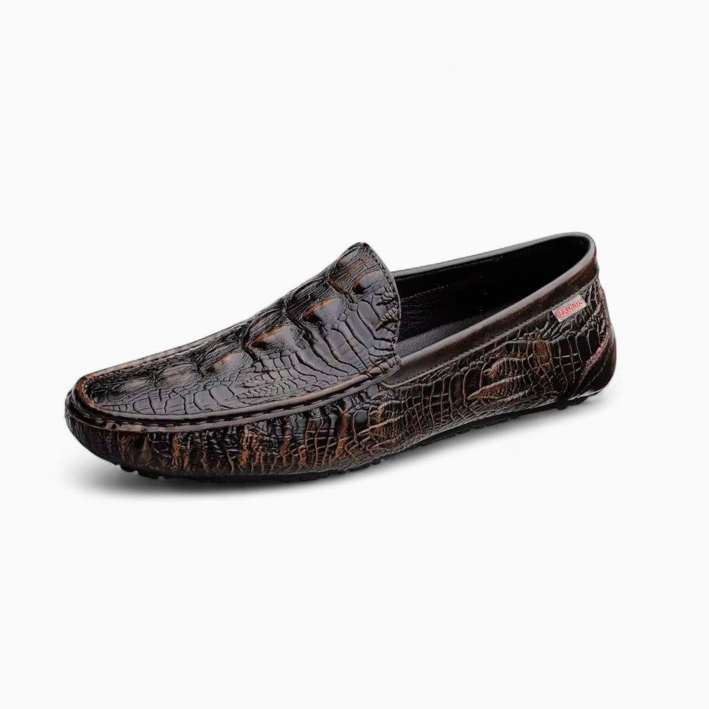 Mocassins effet cuir crocodile en PU, coloris Noir, vue principale