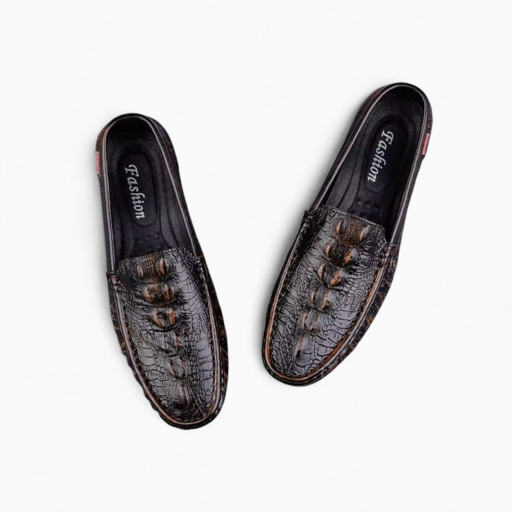 Mocassins effet cuir crocodile en PU, coloris Noir, vue 2