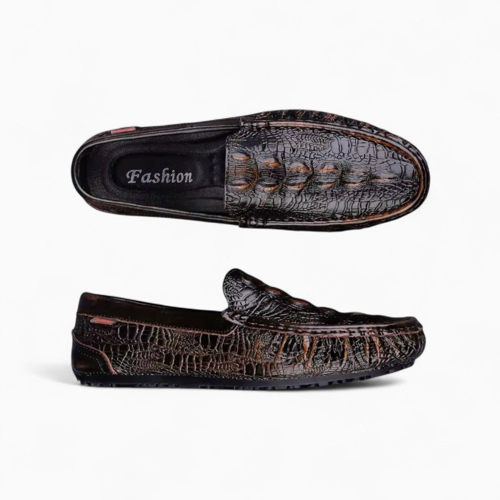 Mocassins effet cuir crocodile en PU, coloris Noir, vue 3