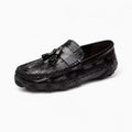 Mocassins En Cuir Vernis Noir Effet Peau De Crocodile, vue principale