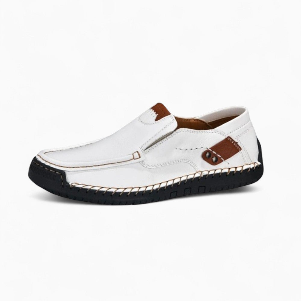 Mocassins Effet Cuir Blanc Pour Hommes, vue principale