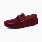 Mocassins Design En Daim Rouge Pour Hommes, coloris Bordeaux, vue principale