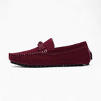 Mocassins Design En Daim Rouge Pour Hommes, coloris Bordeaux, vue 2
