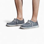 Mocassins Décontractés En Toile Jean Pour Homme, coloris Gris, vue 3