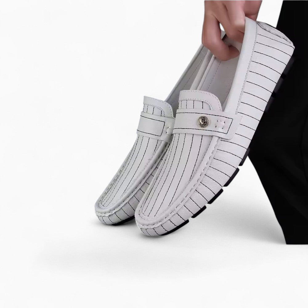 Mocassins Décontractés En Effet Cuir Blanc Pour Hommes, vue 3