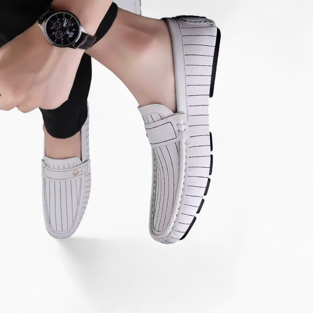Mocassins Décontractés En Effet Cuir Blanc Pour Hommes, vue 4