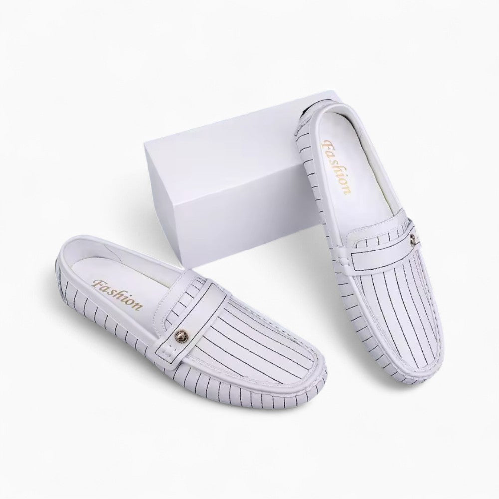 Mocassins Décontractés En Effet Cuir Blanc Pour Hommes, vue 2