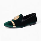 Mocassins De Mariage En Velours Avec Écusson Tigre, coloris Vert, vue principale