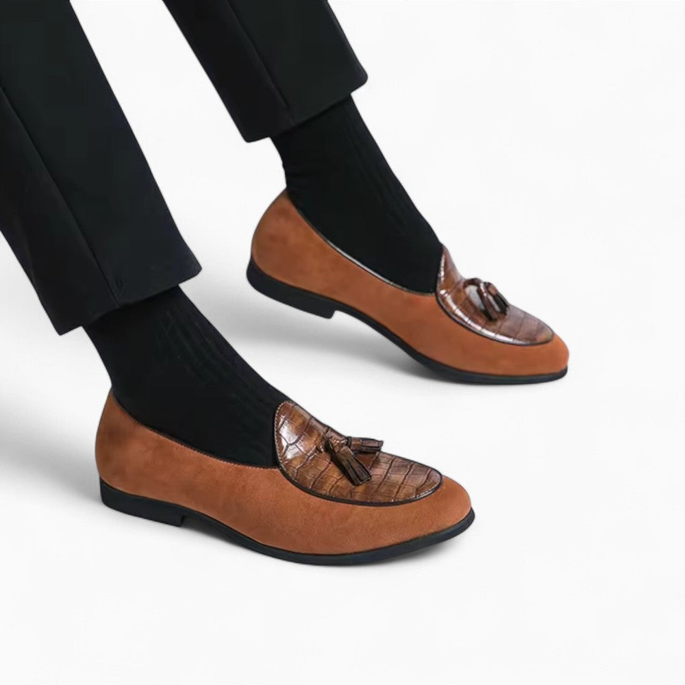 Mocassins À Glands En Daim Avec Torsade En Cuir, coloris Marron, vue 3