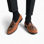 Mocassins À Glands En Daim Avec Torsade En Cuir, coloris Marron, vue 4