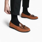 Mocassins À Glands En Daim Avec Torsade En Cuir, coloris Marron, vue 6