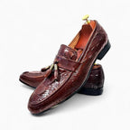 Mocassins à glands effet cuir croco en PU, coloris Marron, vue 2