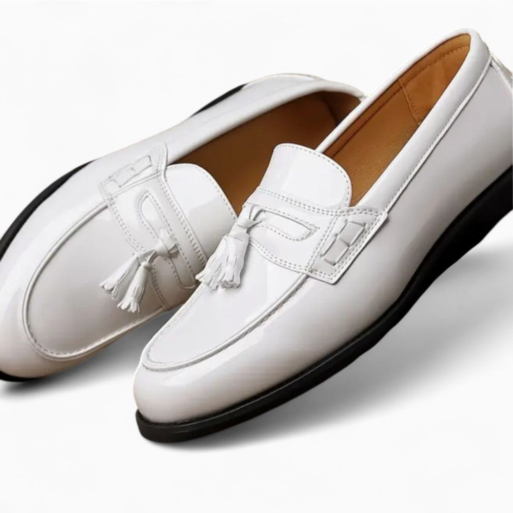 Mocassins À Gland Verni Blanc Pour Hommes, vue 2
