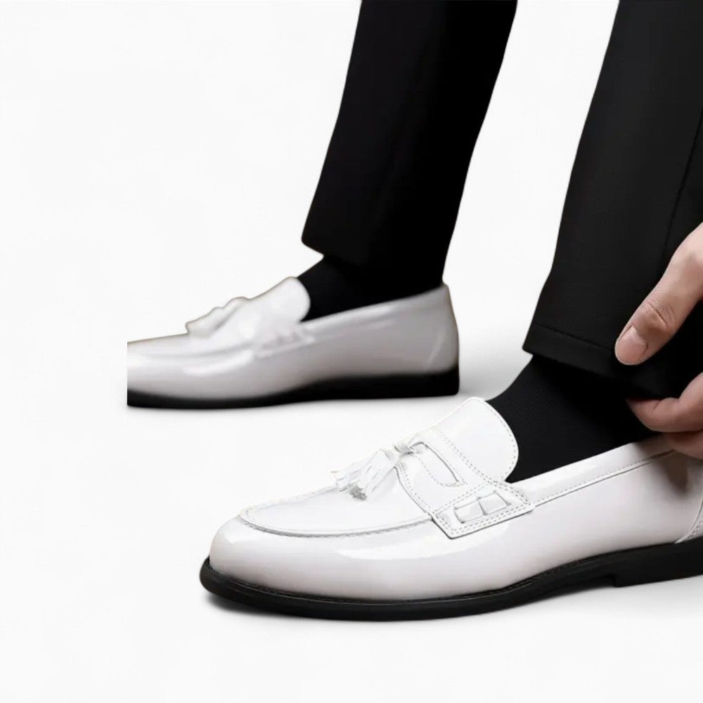 Mocassins À Gland Verni Blanc Pour Hommes, vue 3