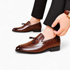 Mocassins à glands marron effet cuir en PU pour hommes, vue 4