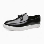 Mocassins À Gland En Cuir À Semelles Blanches Pour Hommes, coloris Noir, vue principale